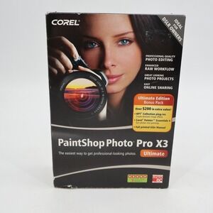 Corel PaintShop Photo Pro X3 Ultimate Windows PC Software DVD WinZip 14 Bundle